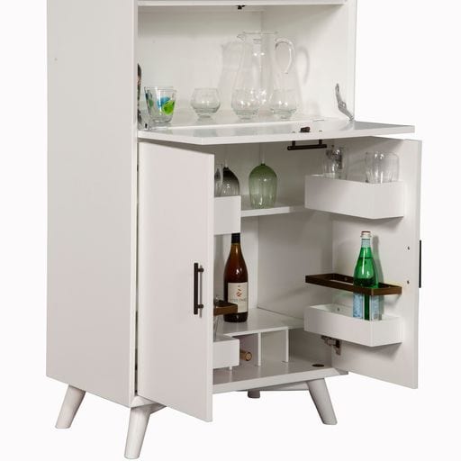 Alpine Kitchen & Dining Carts Alpine Furniture Flynn Large Bar Cabinet with Drop Down Tray