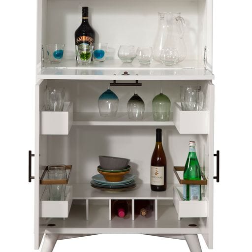 Alpine Kitchen & Dining Carts Alpine Furniture Flynn Large Bar Cabinet with Drop Down Tray