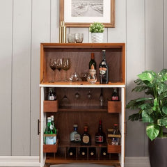 Alpine Kitchen & Dining Carts Alpine Furniture Flynn Large Bar Cabinet with Drop Down Tray