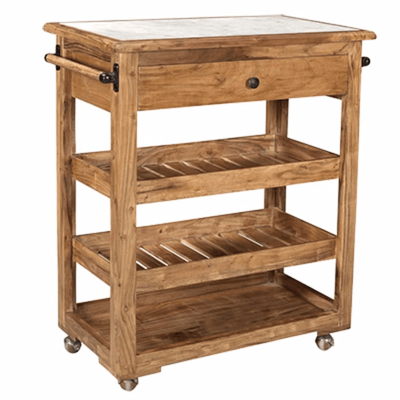 Benzara Kitchen Islands Benzara Spacious and Sturdy Kitchen Island With Marble Top, Brown
