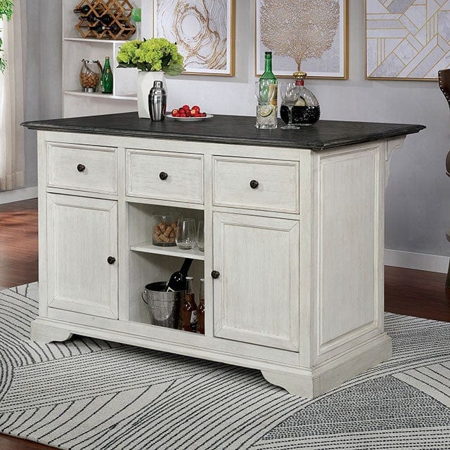 Furniture of America Furniture of America Scobey Two-tone  Antique Gray and White Kitchen Island with Open Shelves