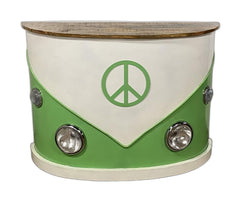 Homeroots Kitchen & Dining Carts Homeroots 60" Green and White Metal and Wood Peace Van Bar Server