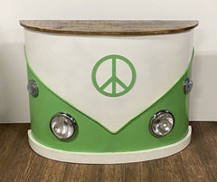 Homeroots Kitchen & Dining Carts Homeroots 60" Green and White Metal and Wood Peace Van Bar Server