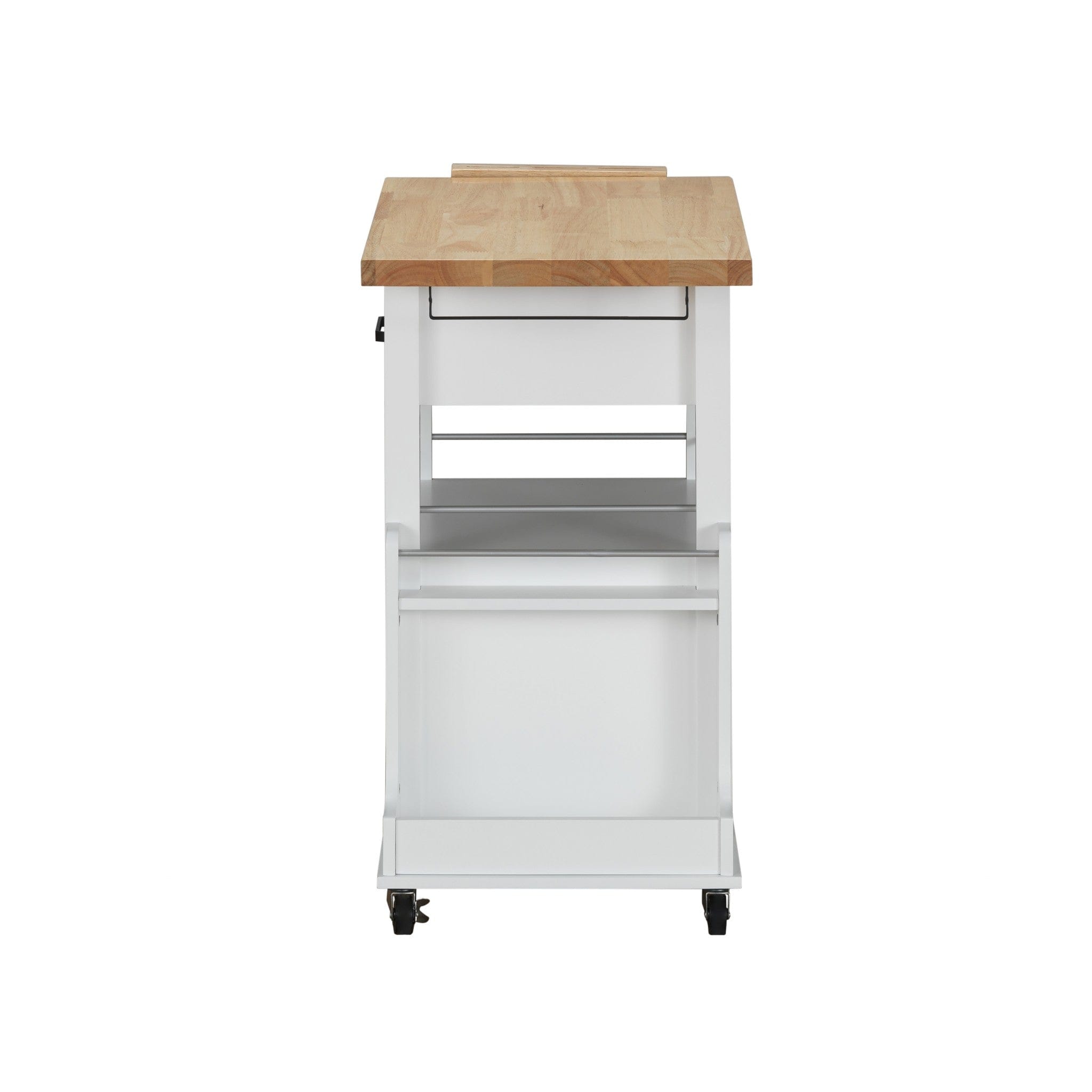 Homeroots Kitchen & Dining Carts Homeroots Natural White Wood Casters Kitchen Cart
