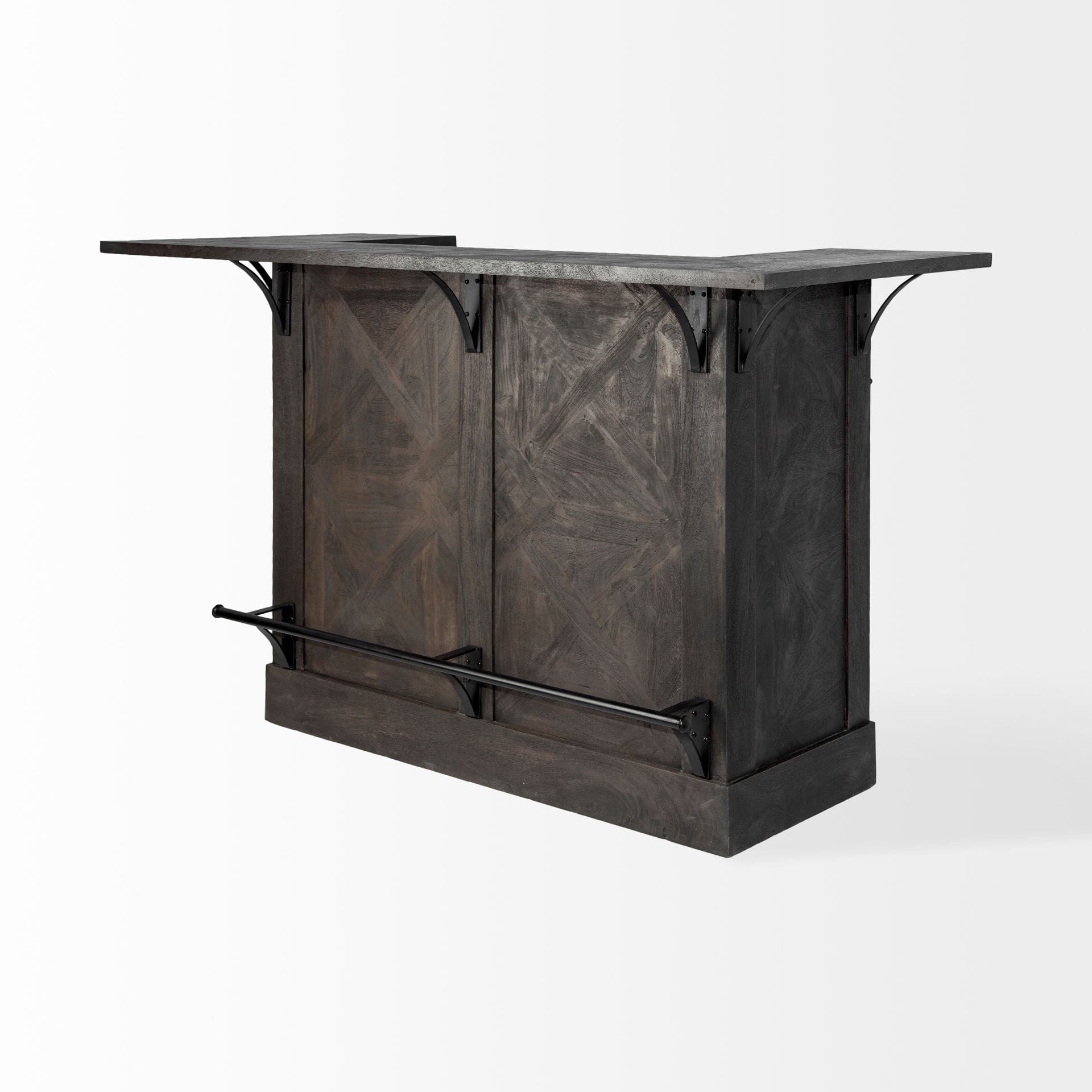 Homeroots Kitchen Islands Homeroots Gray Solid Wood Kitchen Island with Wine Bottle Storage
