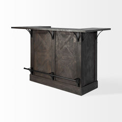 Homeroots Kitchen Islands Homeroots Gray Solid Wood Kitchen Island with Wine Bottle Storage