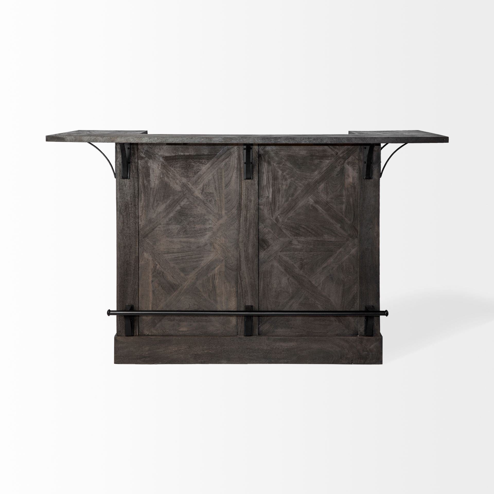 Homeroots Kitchen Islands Homeroots Gray Solid Wood Kitchen Island with Wine Bottle Storage