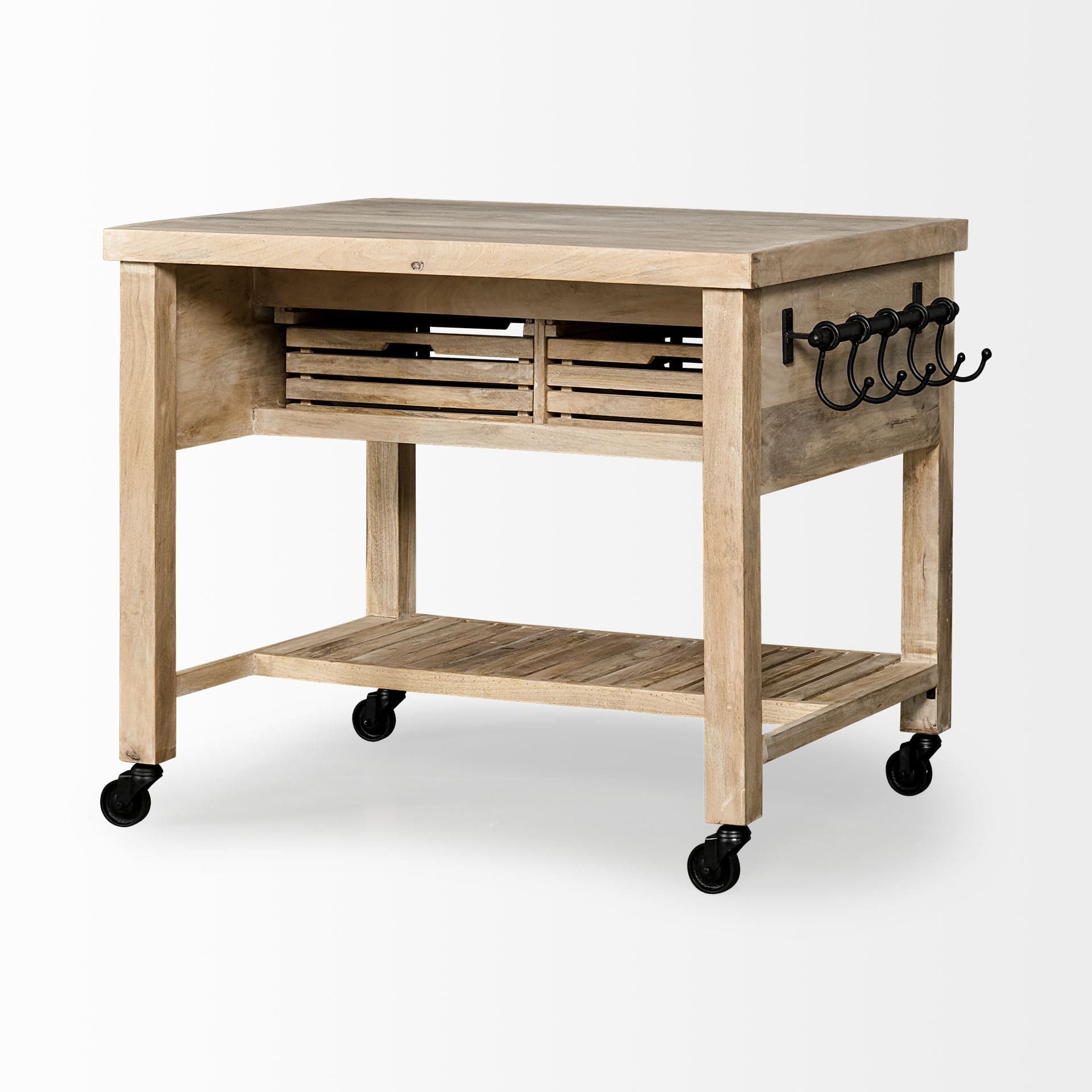 Homeroots Kitchen Islands Homeroots Modern Farmhouse Rolling Kitchen Island or Bar Cart