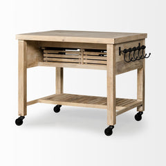Homeroots Kitchen Islands Homeroots Modern Farmhouse Rolling Kitchen Island or Bar Cart