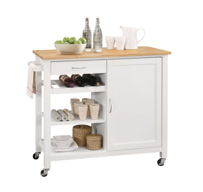 Homeroots Kitchen Islands Homeroots Natural And White Kitchen Island