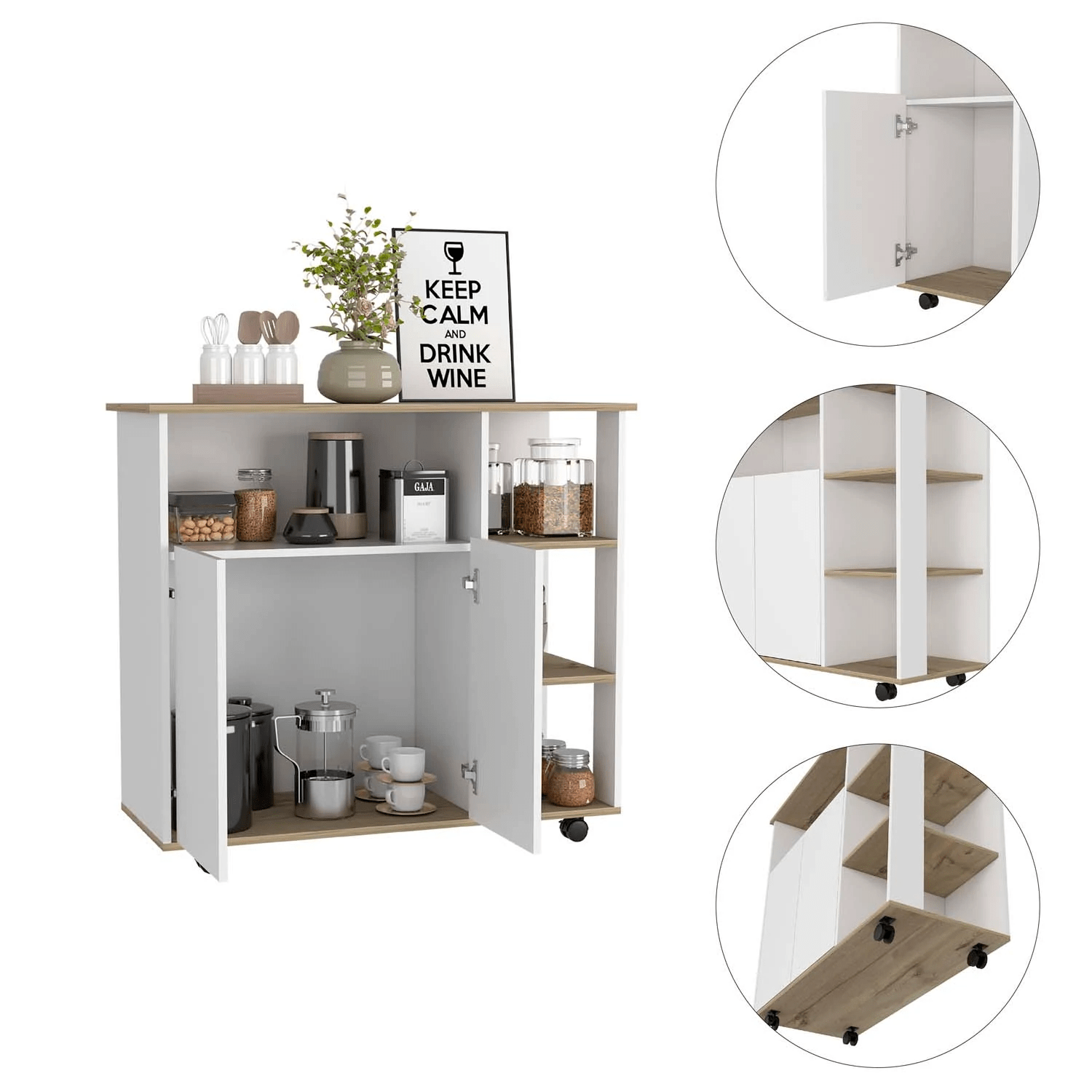 TUHome Kitchen & Dining Carts TUHome Paprika Kitchen Cart