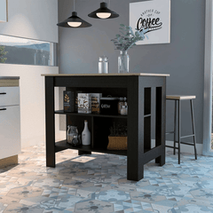 TUHome Kitchen Islands Black Wenge/Light Oak TUHome Cala Kitchen Island