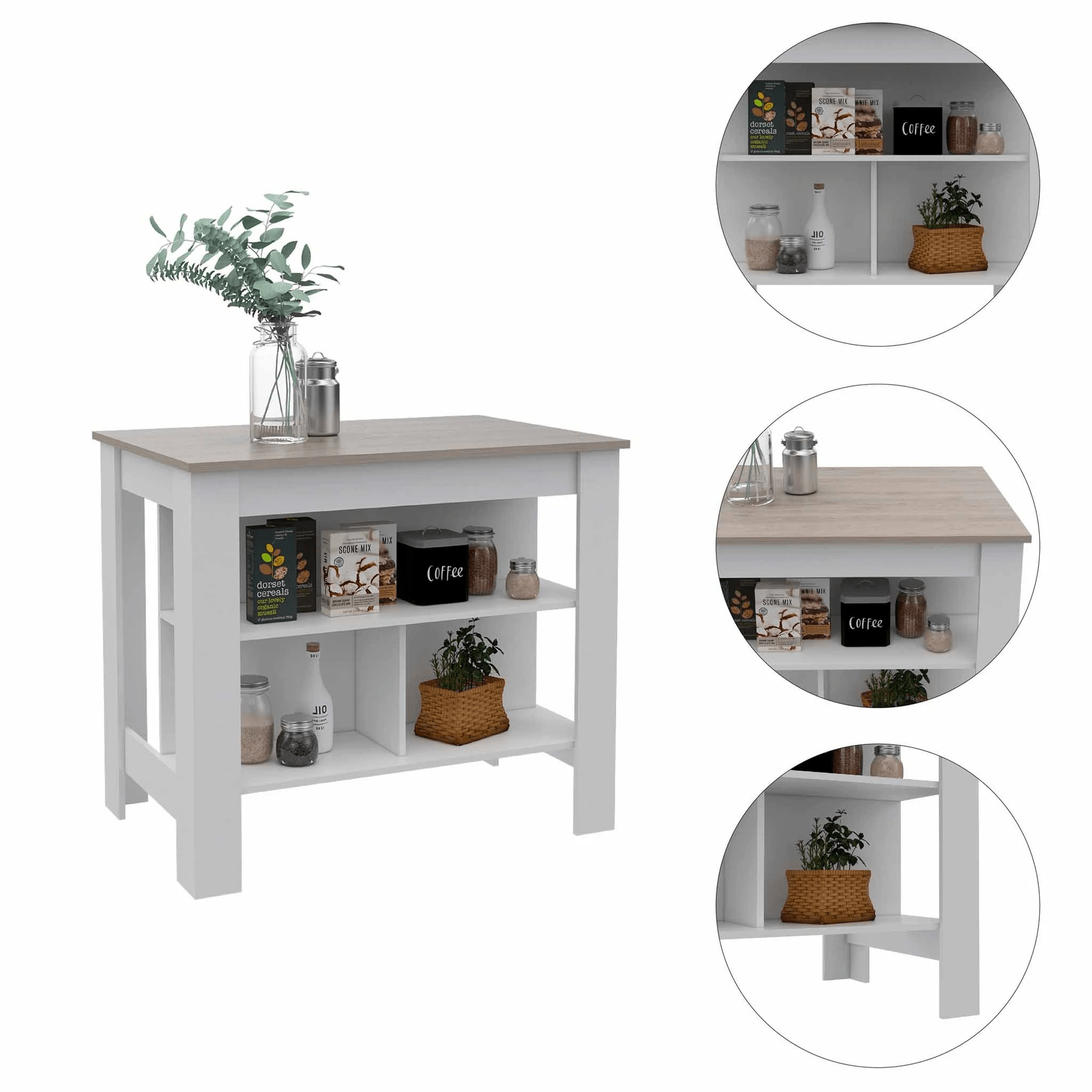 TUHome Kitchen Islands TUHome Cala Kitchen Island Antibacterial