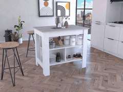 TUHome Kitchen Islands White/Ibizar Mar TUHome Cala Kitchen Island