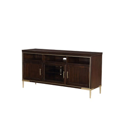 ACME TV Stand Gold Trim & Cherry Finish ACME Eschenbach TV Stand