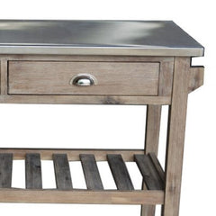 Benzara Kitchen & Dining Carts Benzara 2 Drawers Wooden Frame Kitchen Cart with Metal Top and Casters, Gray