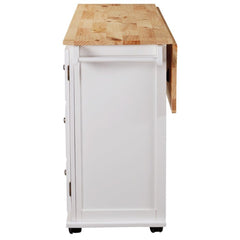 Benzara Kitchen & Dining Carts Benzara Wooden Kitchen Cart with 3 Doors and 2 Adjustable Shelves, White and Brown