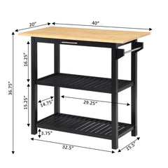 Convenience Concepts Kitchen Carts Convenience Concepts Designs2Go 3 Tier Butcher Block Kitchen Prep Island with Drawer