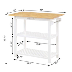 Convenience Concepts Kitchen Carts Convenience Concepts Designs2Go 3 Tier Butcher Block Kitchen Prep Island with Drawer