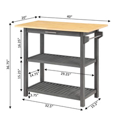 Convenience Concepts Kitchen Carts Convenience Concepts Designs2Go 3 Tier Butcher Block Kitchen Prep Island with Drawer