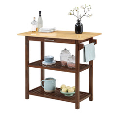 Convenience Concepts Kitchen Carts Convenience Concepts Designs2Go 3 Tier Butcher Block Kitchen Prep Island with Drawer