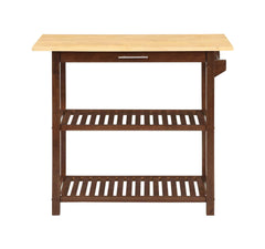 Convenience Concepts Kitchen Carts Convenience Concepts Designs2Go 3 Tier Butcher Block Kitchen Prep Island with Drawer