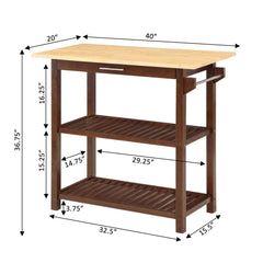 Convenience Concepts Kitchen Carts Convenience Concepts Designs2Go 3 Tier Butcher Block Kitchen Prep Island with Drawer