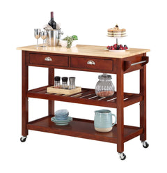 Convenience Concepts Kitchen & Dining Carts Convenience Concepts American Heritage 3 Tier Butcher Block Kitchen Cart with Drawers