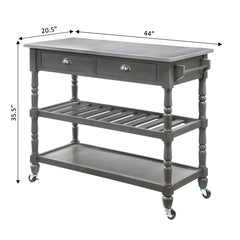 Convenience Concepts Kitchen & Dining Carts Convenience Concepts French Country 3 Tier Stainless Steel Kitchen Cart with Drawers