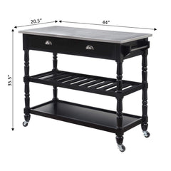 Convenience Concepts Kitchen & Dining Carts Convenience Concepts French Country 3 Tier Stainless Steel Kitchen Cart with Drawers