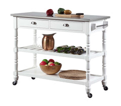 Convenience Concepts Kitchen & Dining Carts Convenience Concepts French Country 3 Tier Stainless Steel Kitchen Cart with Drawers
