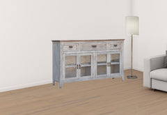 Homeroots Buffet HomeRoots 67" White Solid and Manufactured Wood Distressed Credenza