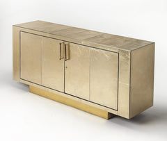 Homeroots Buffet HomeRoots 71" Gold Solid Wood Sideboard With Two Doors
