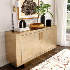 Homeroots Buffet HomeRoots 71" Gold Solid Wood Sideboard With Two Doors