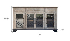 Homeroots Buffet HomeRoots 72" Brown Solid and Manufactured Wood Distressed Credenza