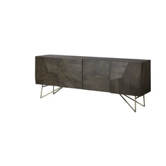 Homeroots Buffet HomeRoots Dark Brown Solid Mango Wood Finish Sideboard With 4 Cabinet Doors