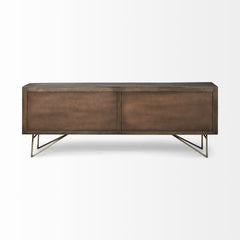 Homeroots Buffet HomeRoots Dark Brown Solid Mango Wood Finish Sideboard With 4 Cabinet Doors