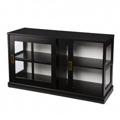 Homeroots Buffet HomeRoots Dynasty Contemporary Black and White Low Curio Cabinet