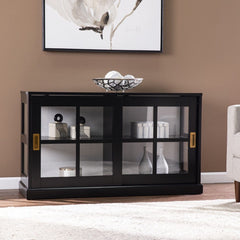 Homeroots Buffet HomeRoots Dynasty Contemporary Black and White Low Curio Cabinet