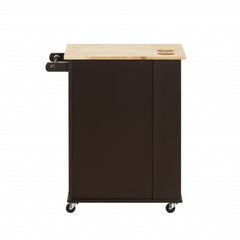 Homeroots Kitchen & Dining Carts Homeroots Natural Wenge Wood Casters Kitchen Cart