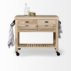 Homeroots Kitchen Islands Homeroots Modern Farmhouse Rolling Kitchen Island or Bar Cart