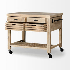 Homeroots Kitchen Islands Homeroots Modern Farmhouse Rolling Kitchen Island or Bar Cart