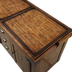 Homeroots Kitchen Islands Homeroots Rustic Farmhouse Warm Tobacco Rolling Kitchen Cart