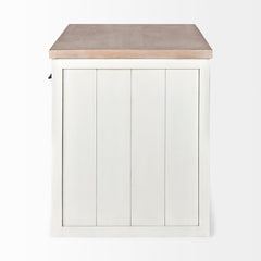 Homeroots Kitchen Islands Homeroots White and Brown Two Tone Wooden Kitchen Island with 3 Drawers