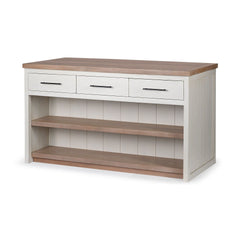 Homeroots Kitchen Islands Homeroots White and Brown Two Tone Wooden Kitchen Island with 3 Drawers