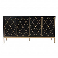 Homeroots Sideboard HomeRoots Black and Gold Harlequin Sideboard Storage Cabinet