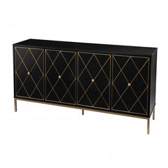 Homeroots Sideboard HomeRoots Black and Gold Harlequin Sideboard Storage Cabinet