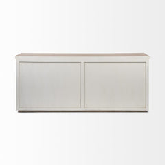 Homeroots Sideboard HomeRoots Brown Solid Mango Wood Top & White Frame Sideboard With 4 Cabinet Doors