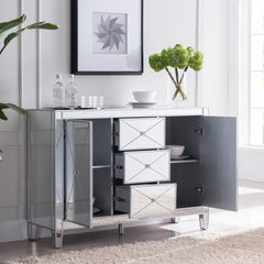 Homeroots Sideboard HomeRoots Glamorous Mirrored Bling Multi Storage Accent Cabinet
