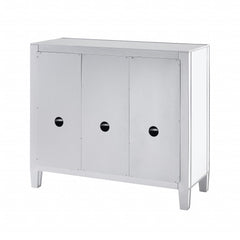 Homeroots Sideboard HomeRoots Glamorous Mirrored Bling Three Door Accent Cabinet
